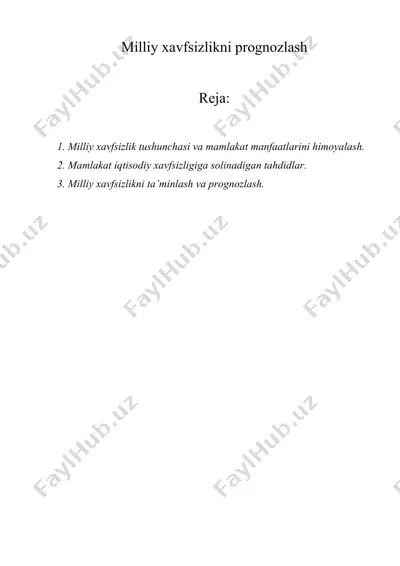 milliy хavfsizlikni prognozlash — DOCX
