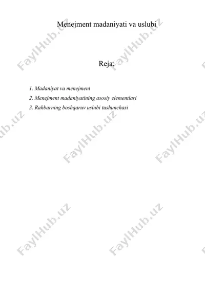 menejment madaniyati va uslubi — DOCX