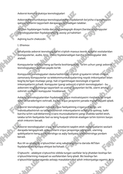 axborot-kommunikatsiya texnologiyalari — DOCX