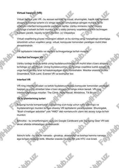virtual haqiqat (vr) — DOCX