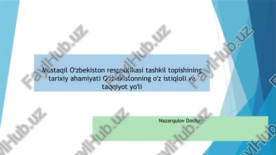 mustaqil oʻzbekiston respublikasi tashkil topishining tarixiy ahamiyati oʻzbekistonning oʻz istiqloli va taqqiyot yoʻli — PPTX