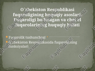 o`zbekiston respublikasi fuqaroligining huquqiy asoslari — PPT