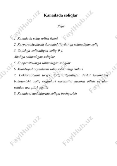 kаnаdаdа sоliqlаr (kanada soliq tizimi) — DOC