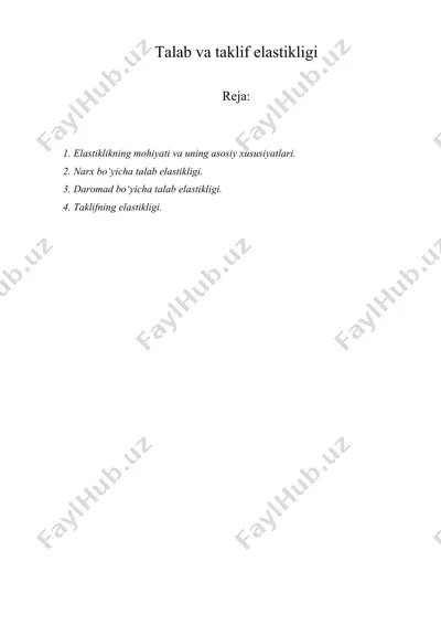 talab va taklif elastikligi — DOCX