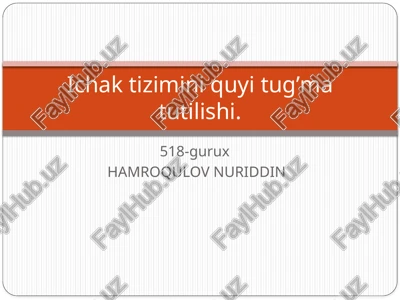 ichak tizimini quyi tugʼma tutilishi. — PPTX