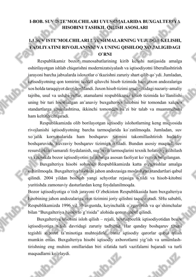 suv iste’molchilari uyushmalarida buxgalteriya hisobini tashkil qilish asoslari — DOCX