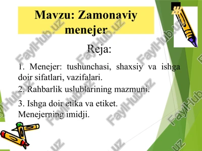 zamonaviy menejer — PPTX