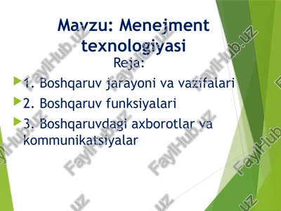 menejment texnologiyasi — PPTX