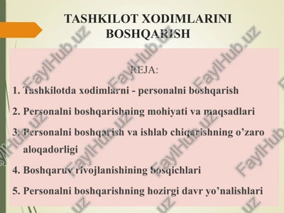 tashkilot xodimlarini boshqarish — PPTX