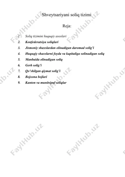 shvеytsаriyani soliq tizimi — DOC