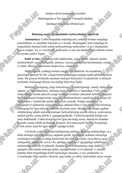 maktabgacha yoshdagi bolalar nutqini rivojlantirish — DOCX