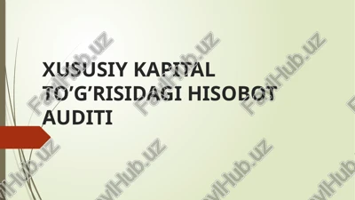 xususiy kapital to’g’risidagi hisobot audi — PPTX