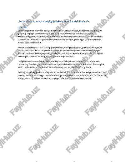 jinsiy aloqa va olat tarangligi (erektsiya) — DOCX
