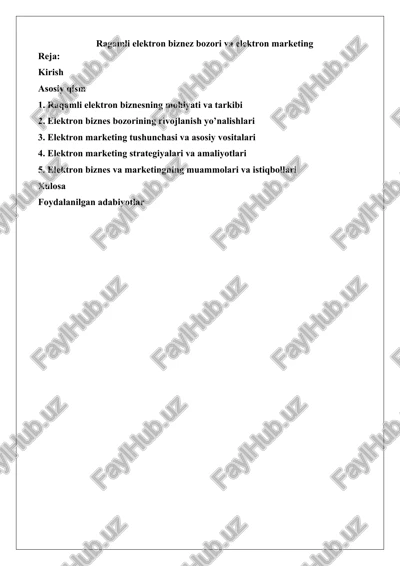 ragamli elektron biznez bozori va elektron marketing — DOCX