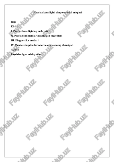 psoriaz kasalligini simptomlarini aniqlash — DOCX