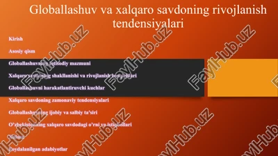 globallashuv va xalqaro savdo — PPTX