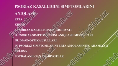 psoriaz kasalligini simptomlarini aniqlash — PPTX