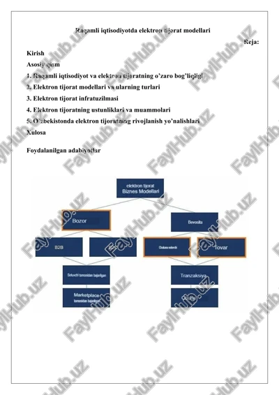 raqamli iqtisodiyotda elektron tijorat modellari — DOCX