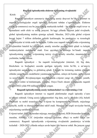 raqamli iqtisodiyotda elektron tijoratning rivojlanishi — DOCX