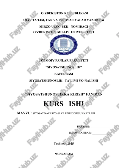 siyosat nazariyasi va uning xususiyatlari — DOCX