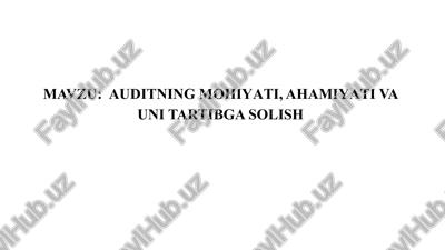 auditning mohiyati, ahmiyati va uni tartibga solish — PPTX
