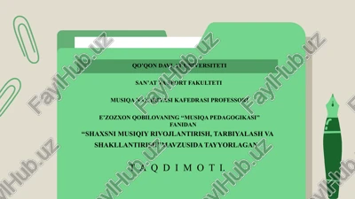 shaxsnimusiqiy rivojlantirish, tarbiyalash vashakllantirish — PPTX