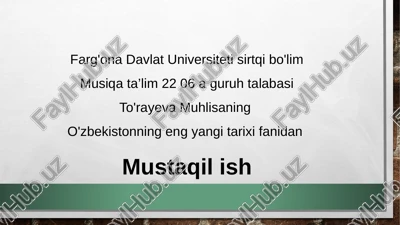 o'zbekistonning eng yangi gitar ixifanidan mustaqilish — PPTX