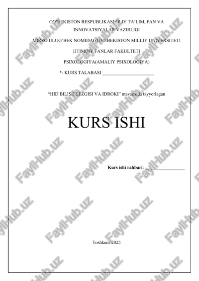 hid bilish sezgisi va idroki — DOCX