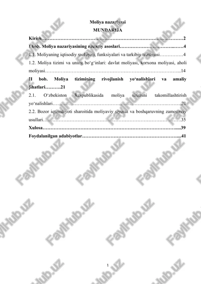 moliya nazariyasi — DOCX