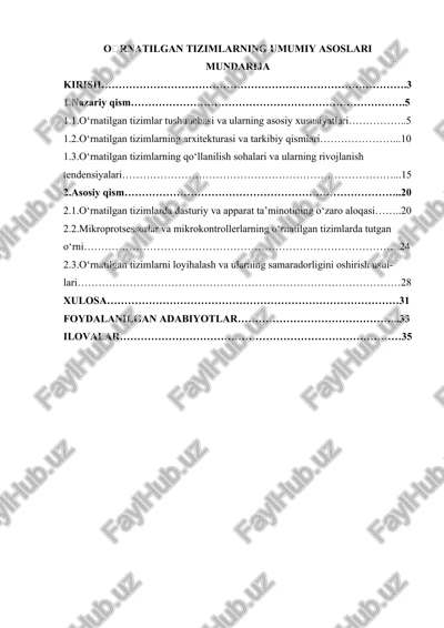 oʻrnatilgan tizimlarning umumiy asoslari — DOCX