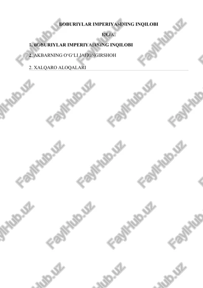 boburiylar imperiyasining inqilobi — DOCX