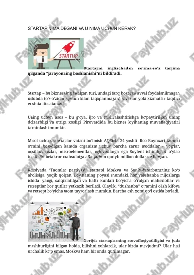 startap nima degani va u nima uchun kerak? — DOCX