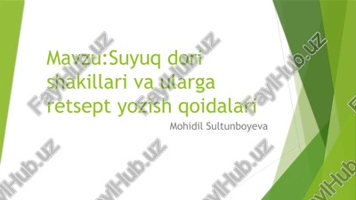 suyuq dori shakillari va ularga retsept yozish qoidalari — PPTX