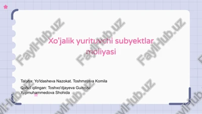 xo'jalik yurituvchi subyektlar moliyasi — PPTX