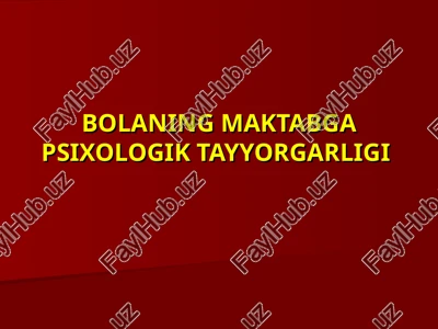 bolaning maktabga psixologik tayyorgarligi — PPT