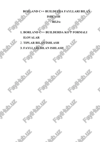 borland c++ builderda fayllari bilan ishlash — DOCX