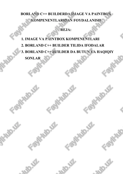 borland c++ builderda image va paintbox kompenentlaridan foydalanish — DOCX