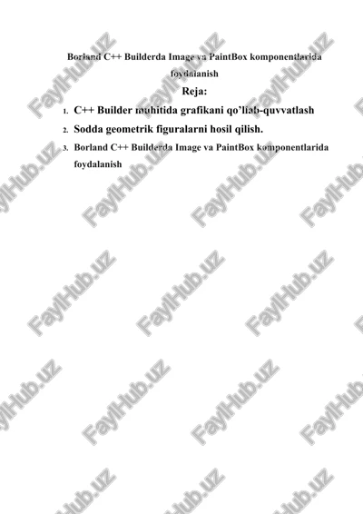 borland c++ builderda image va paintbox komponentlarida foydalanish — DOCX