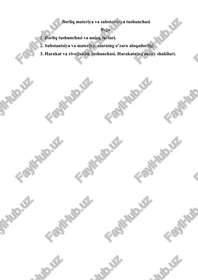 borliq materiya va substantsiya tushunchasi — DOCX