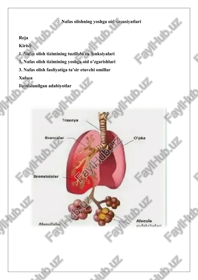 nafas olishning yoshga oid xususiyatlari — DOCX
