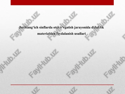 boshlangʻich sinflarda otni oʻrgatish jarayonida didaktik materialdan foydalanish usullari21 — PPTX