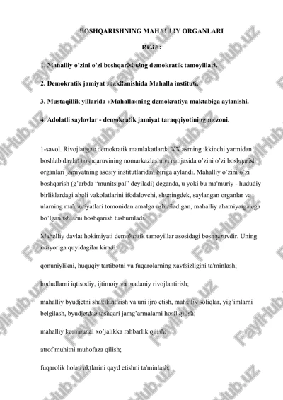 boshqarishning mahalliy organlari — DOCX