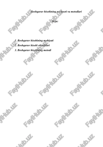 boshqaruv hisobining predmeti va metodlari — DOCX