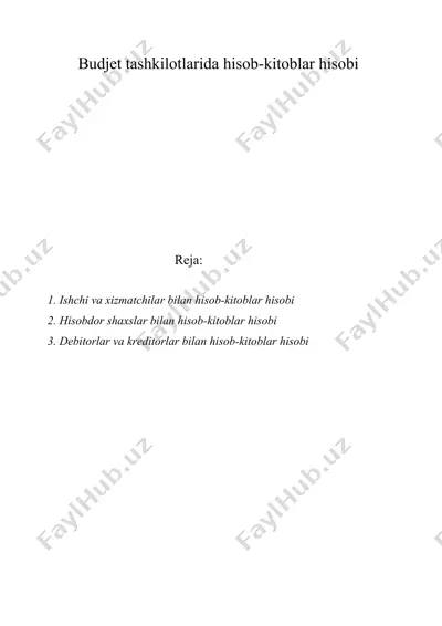 budjet tashkilotlarida hisob-kitoblar hisobi — DOC
