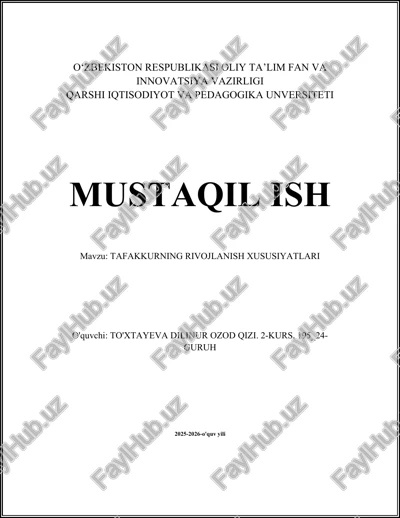 tafakkurning rivojlanish xususiyatlari — DOCX
