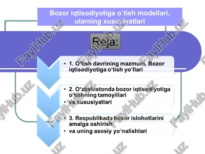 bozor iqtisodiyotiga o`tish modellar — PPT