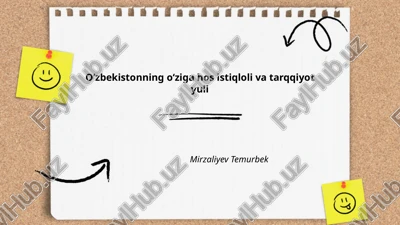 oʻzbekistonning oʻziga hos istiqloli va tarqqiyot yuli — PPTX