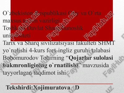 qojarlar sulolasi hukmronligining o'rnatilishi — PPTX