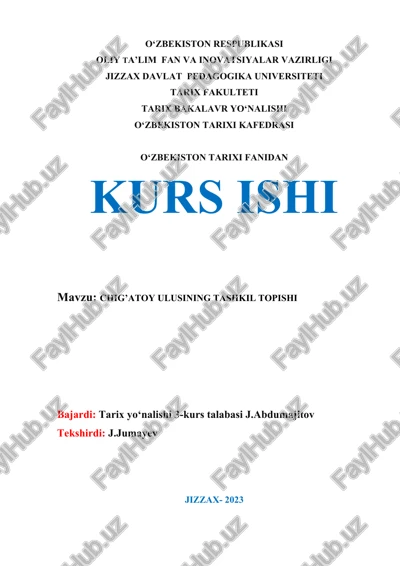 chig’atoy ulusining tashkil topishi — DOC