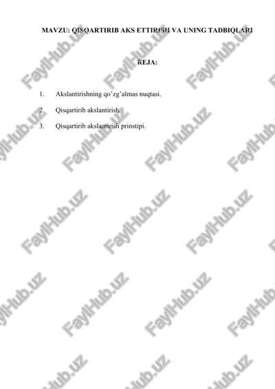 qisqartirib aks ettirish va uning tadbiqlari — DOCX